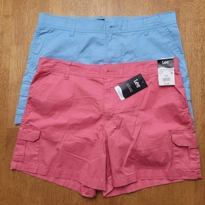 Lot of 2 Lee Womens Shorts Cargo 5" Mid Rise Blue & Lovat Size 18M - Picture 1 of 11