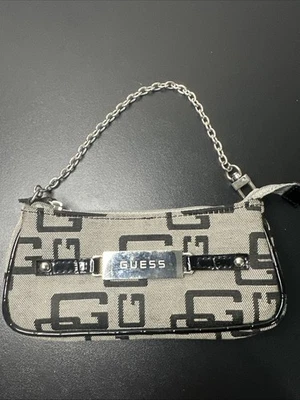 GUESS Monogram G Black Gray Silver Mini Shoulder Bag Hobo Purse VINTAGE Y2K - Image 1 of 4