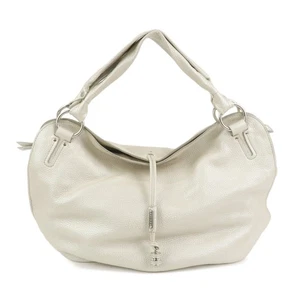 CELINE Logo Leather Bittersweet Shoulder Bag Tote Bag Silver Authentic Used F/S - Picture 1 of 24
