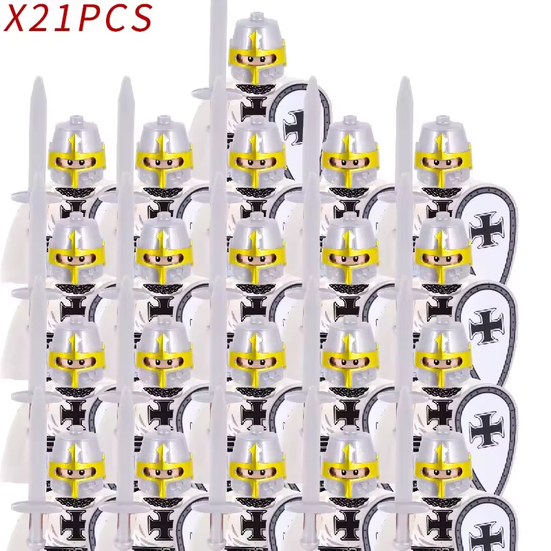 Minifiguras de caballero de ladrillo entrelazadas x21 romanos medievales espartanos griegos NUEVO Foto 1 de 4