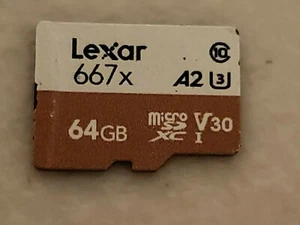 Lexar 667X 64GB V30 Micro SDXC/TF A2 memory card - Picture 1 of 2