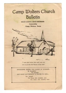 Boletín Iglesia Camp Wolters Texas Undécimo Regimiento de Entrenamiento de Infantería 1942 Segunda Guerra Mundial - Imagen 1 de 3