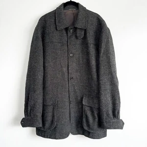 Barneys New York Men Tweed Chore Jacket 50 Italy VTG 90s Wool Gray Workwear Coat - Picture 1 of 17