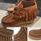 Womens Moccasin Boots Flat Suede Fringed Ankle Booties Winter Warm Shoes Shorts