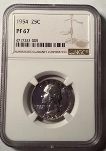 1954 Washington Quarter, NGC PF67 - Picture 1 of 2