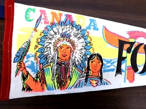 VINTAGE 1960s FORT SASKATCHEWAN PENNANT BANNER 22" ALBERTA CANADA - Picture 1 of 3