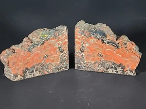 Petrified Wood Bookends Red & Black - Picture 1 of 11