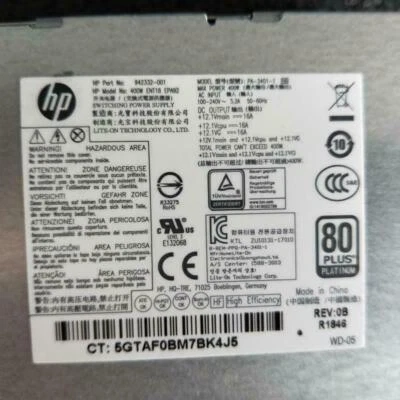 1pcs 942332-001 PSU 400w Power Supply Platinum Rated Lincs Sunflower Pavilion - Image 1 of 2