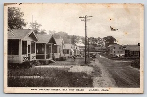 Postcard West Orchard Street, Bay View Beach, Milford, CT, Dirt Road, Cottages  - Picture 1 of 2