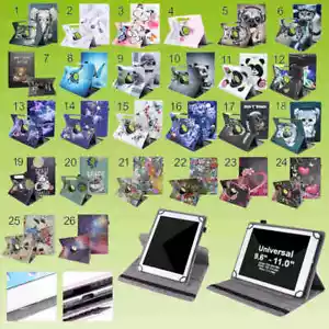 Für verschiedene Tablet Modelle Tablet Motiv 360 Grad Tasche Kunst-Leder Etuis - Bild 1 von 27