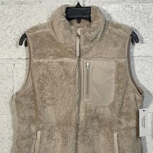 Calvin Klein Performance Women's Sherpa Vest tan XS - Picture 1 of 11