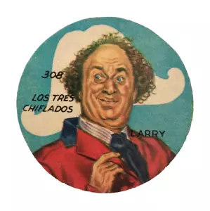 1968 The Three Stooges Larry Fine Figuritas Piratas Argentina Disc Card - Picture 1 of 5