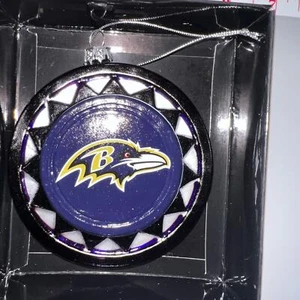 NFL Baltimore ravens blown logo disc glass Ornament 4.5” - Picture 1 of 6