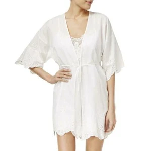 Linea Donatella Embroidered Festival Cotton Wrap Robe - Off-White, S/M #2817 - Picture 1 of 3