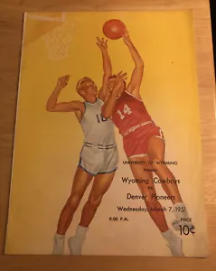 Wyoming Vs. Denver Vintage College Basketball Program March 7 1951 - Picture 1 of 3