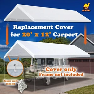 12'x20' Carport Canopy Tent Garage Replacement Car Shelter Cover with Bungees - Picture 1 of 13