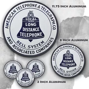 ATT Long Distance Telephone Bell Sys. Design Reproduction Aluminum Circle Sign - Picture 1 of 4