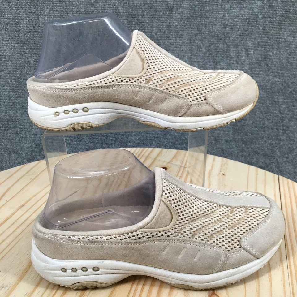 Easy Spirit Shoes Womens 7 W Traveltime Casual Slip On Mule Clogs Beige Suede - Image 1 of 4
