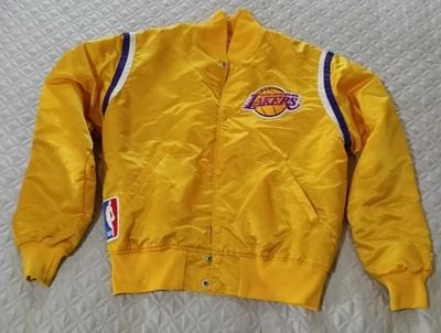 CHAQUETA BOMBER SATINADA DE COLECCIÓN AÑOS 90 NBA LOS ANGELES LAKERS STARTER AMARILLA TALLA M Foto 1 de 3