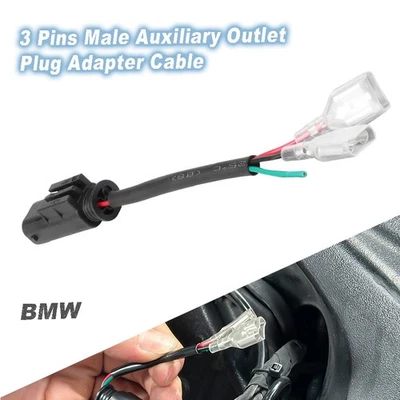 3 Pins Male Auxiliary Outlet Plug Adapter Cable For BMW S1000XR/RR/R HP4 R NineT - Image 1 of 4