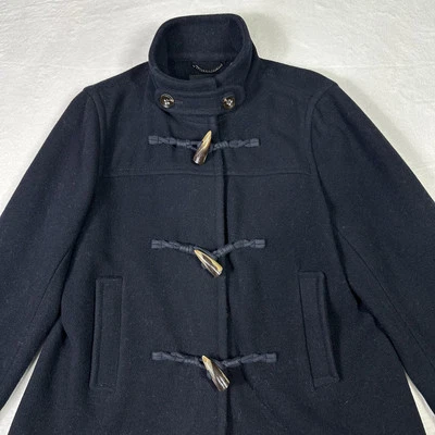 Banana Republic Coat Womens Large Navy Wool Blend Toggle Tooth Herrington - Image 1 of 4