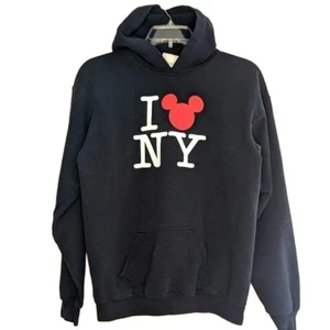 New York Disney Mickey Youth Sweatshirt Hoodie Size XL Black I Love NY NYC - Picture 1 of 6