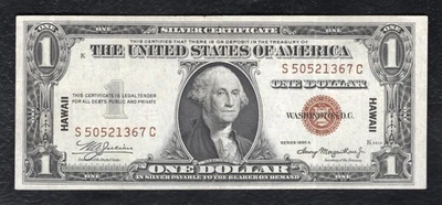 FR 2300 1935-A $1 ONE DOLLAR “HAWAII” SILVER CERTIFICATE NOTE EXTREMELY FINE - Image 1 of 2