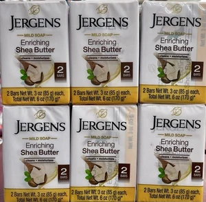12 Bars Jergens Mild Soap. Enriching Shea Butter. 6 Pack Net wt 3oz Each  New - Picture 1 of 3