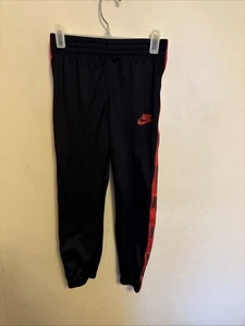 Nike Boy’s Track Pants Black With Red Stripes & Logos Elastic Waist Size L 6/7 - Picture 1 of 3
