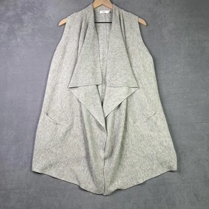 Vince Pullover Weste Damen mittelgrau Wolle Kaschmir vorne offen drapiert Cardigan - Bild 1 von 11