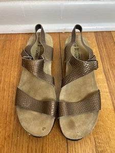Naot Pamela Womens Sandals H47 Brown Snake Print US Size 9 Slingshot EU 40 - Picture 1 of 4