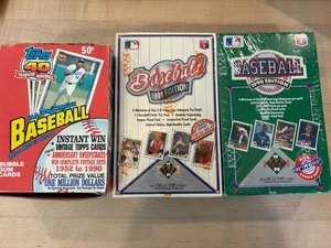 Lot Of 3 Wax Boxes 36 Factory Sealed Packs 1990 + 1991 Upper Deck + 1991 Topps - Picture 1 of 4