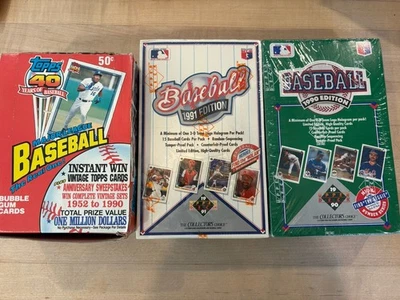 Lot Of 3 Wax Boxes 36 Factory Sealed Packs 1990 + 1991 Upper Deck + 1991 Topps - Image 1 of 4