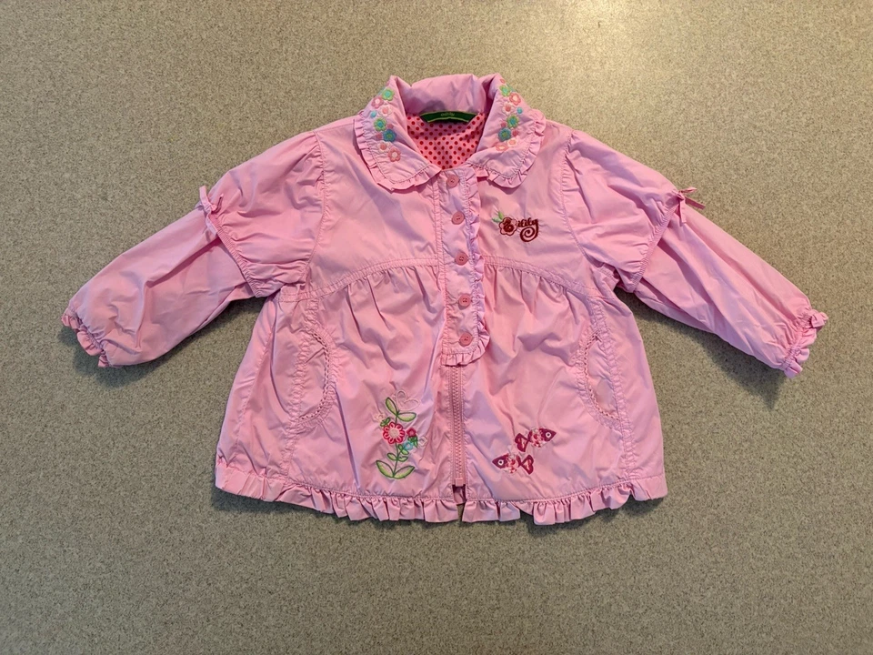 Chaqueta Oilily Rosa Bordada Flores Corazones Peces Talla 86 (2T) Foto 1 de 4