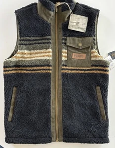 Pendleton CHALECO POLAR BEREBER RIDGELINE HOMBRE Olive Camp Rayas Talla S/M Nuevo con Etiquetas - Imagen 1 de 9