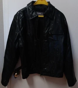 Vintage Wilsons 90s Y2k Black Leather Moto Full Zip Lined Bomber Jacket Men's S - Picture 1 of 11