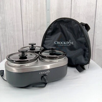 Olla de barro pequeña triple cazo calentador de alimentos entretenimiento fiesta servicio PROBADO Foto 1 de 4