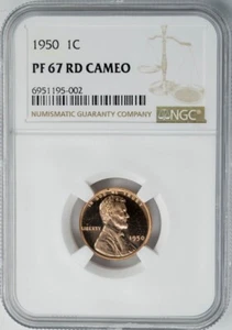 1950 Lincoln Cent 1c PF67 PR67 Cameo NGC 949923-7 - Picture 1 of 4