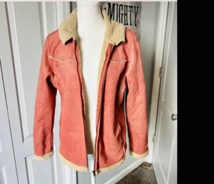 Bit & Bridle Faux Suede Rust Color Fleece Lined Jacket Size L - Picture 1 of 4