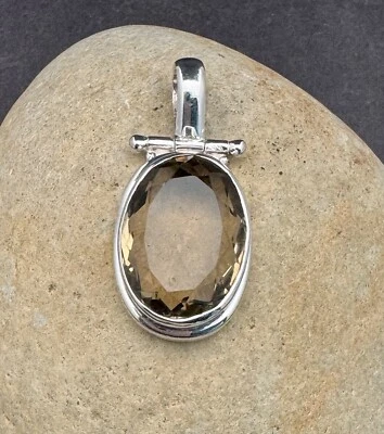 GENUINE LEMON QUARTZ PENDANT 925 STERLING SILVER FAST FREE SHIPPING !! - Image 1 of 4