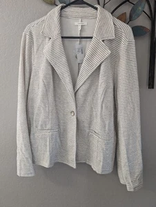 Maurices - Womens Blazer Suit Jacket - Stripes - Plus Size 0X - Like A Size XL - Picture 1 of 7