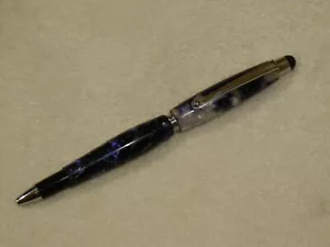 Touchscreen Stylist handgefertigter Stift -- schwarz, silber und weiß Acryl - Bild 1 von 3