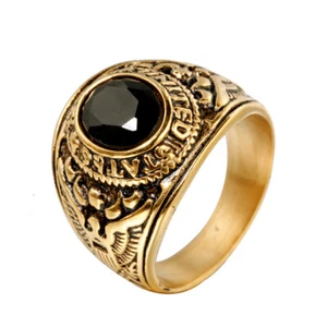Men Military United States Army Surplus Ring Stainless Steel Stone Size 7-13 - Picture 1 of 30