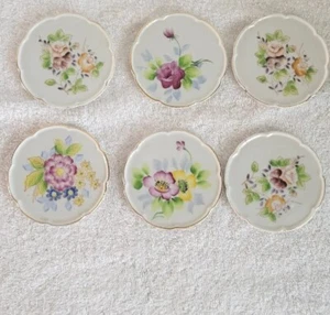Juego de 6 Posavasos de Porcelana Floral Pintados a Mano 3 3/4 D Multicolor Japón - Imagen 1 de 11