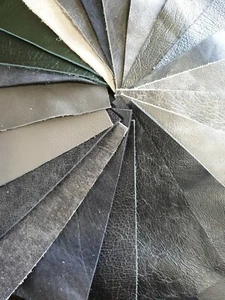 9 x Leather Pcs -15x7.5cm Mixed Greys/Blacks Scraps Offcuts, - Craft, Repairs, - Picture 1 of 9