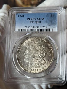 1921 Morgan Silver Dollar - Warm Toned PCGS AU58 - Picture 1 of 4