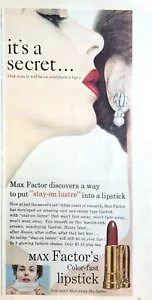 Max Factor's Color Fast Red Lipstick VINTAGE 1950's Magazine Ad, Whispering Ear - Bild 1 von 1