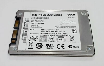 Intel 320 Series 80GB Internal 1.8" (SSDSA1NW080G301) SSD - Image 1 of 4