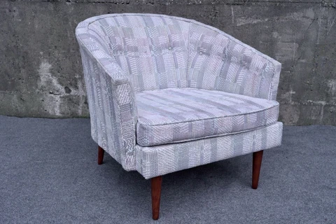 Mid Century Modern Horse Shoe Back Club Tapered Legs Barrel Chair Cover