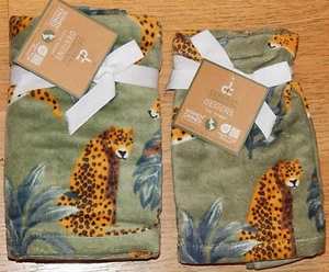 Deborah Connolly Designs Green Jungle Leopard 2 TIP+2 Hand Towels NEW AUTHENTIC - Picture 1 of 5